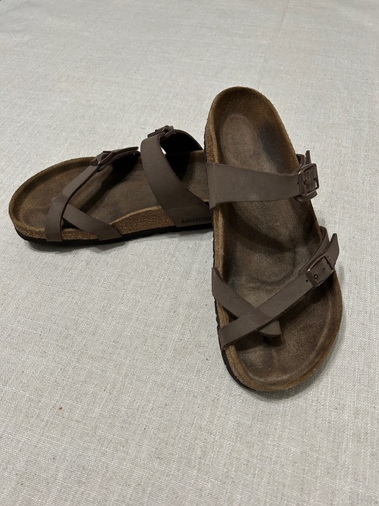 Birkenstock Shoes - Birkenstock Mayari Sandals Brown Leather Crisscross Slide Women’s 39